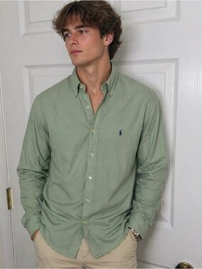 Polo Ralph Lauren Men's Light Sage Button-Down Shirt size 16 1/2